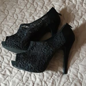 Black lace heels
